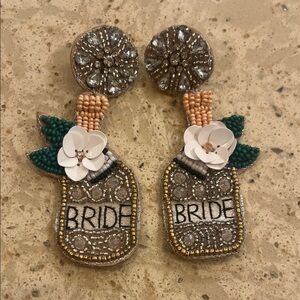 Beaded Bride Earrings with Floral Accents